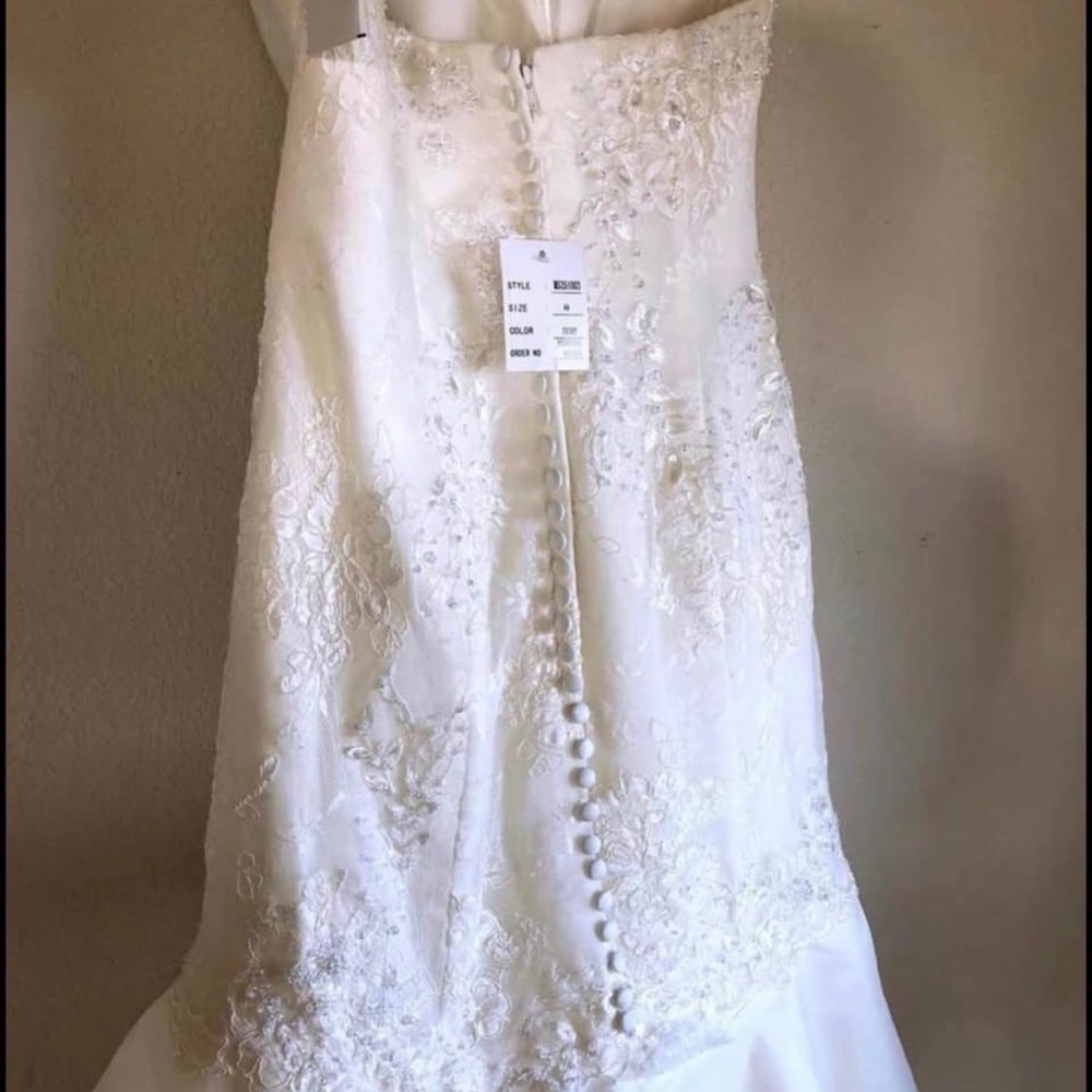 Melissa Sweet Strapless Trumpet White Wedding Dress - Picture 2 of 5